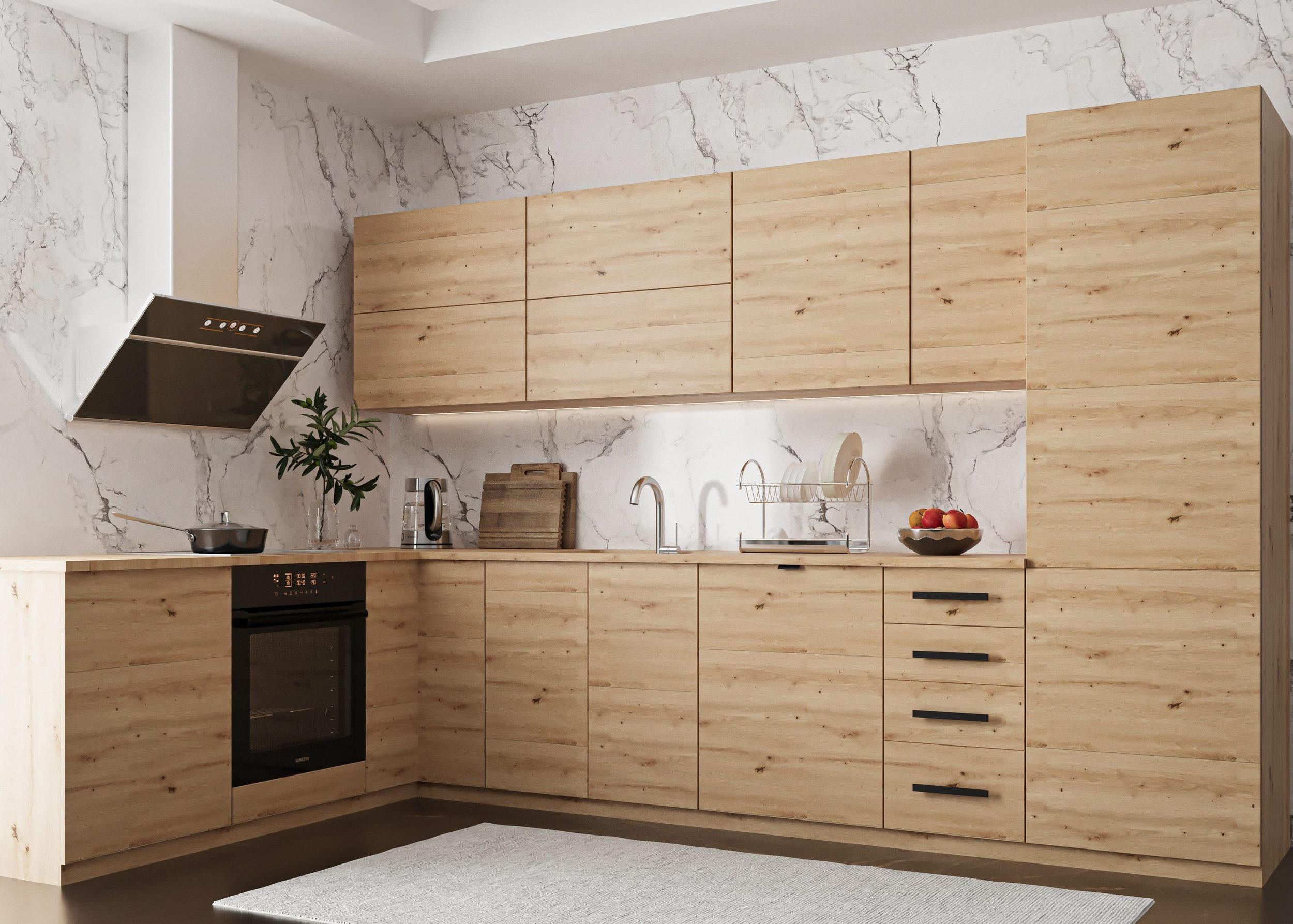 WINKELKÜCHE 330 x 210 cm Aspen K53-M330 - Eiche Artisan, Holz (330/212/210cm)