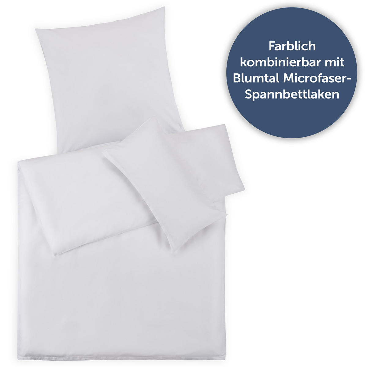 BETTWÄSCHE 3-teilig, 155/200 cm & 2x 80/80 cm, Weiß - Weiß, Textil (155/200cm) - Blumtal