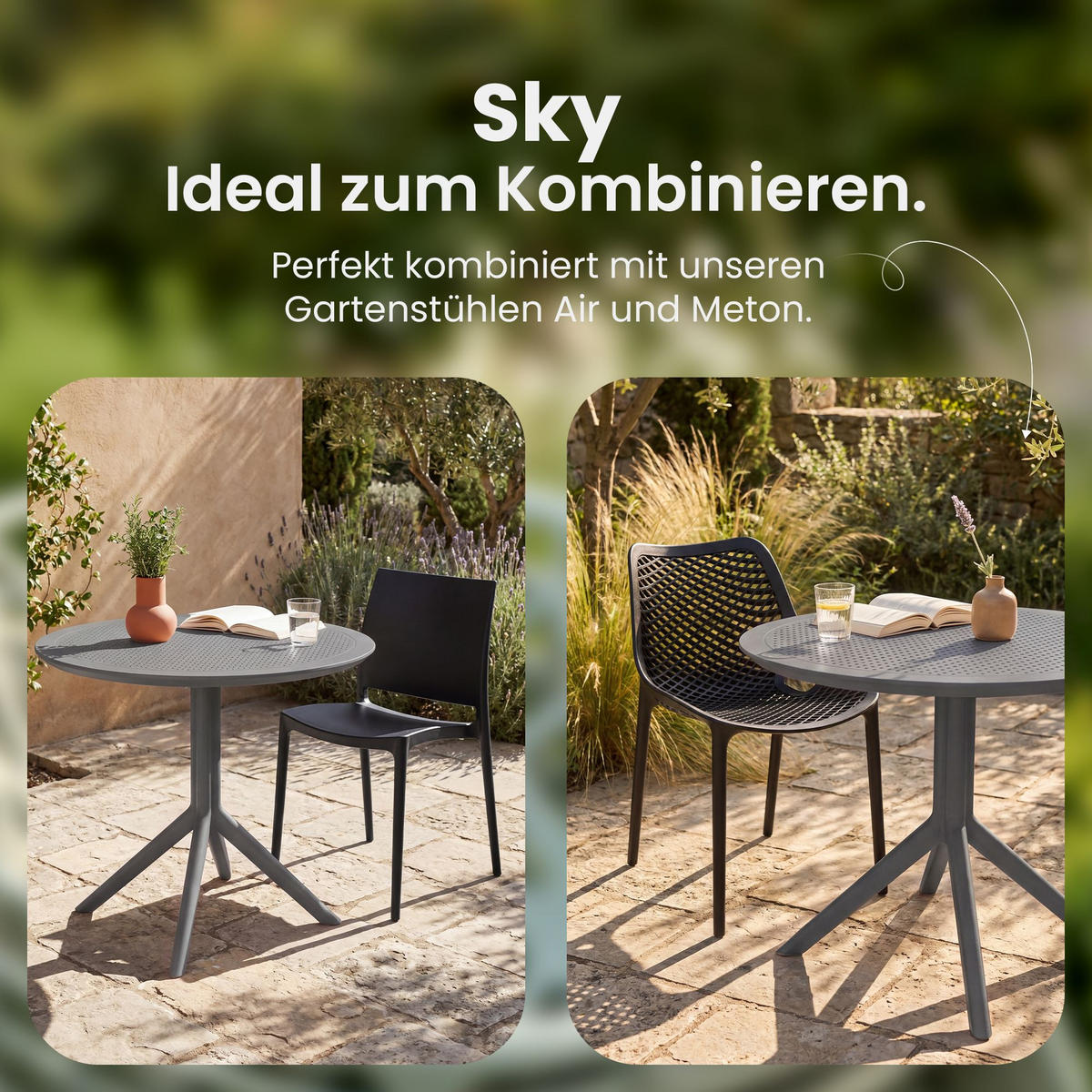 GARTENTISCH rund Ø105 cm Kunststoff Dunkelgrau - Dunkelgrau, Kunststoff (105/105/74cm) - CLP