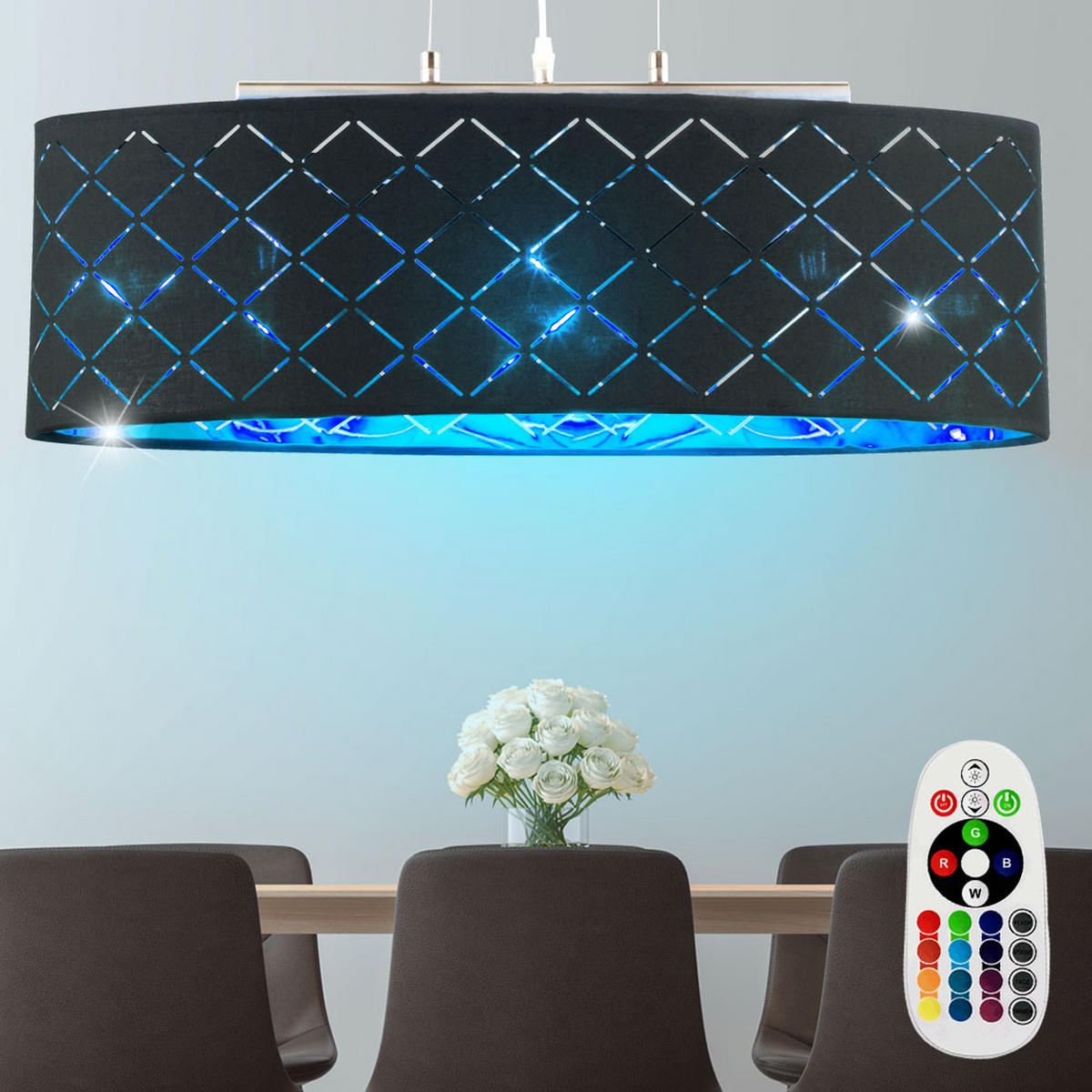 LED HÄNGELEUCHTE CLARKE Schwarz Textil - Schwarz, Metall (63/25/140cm)