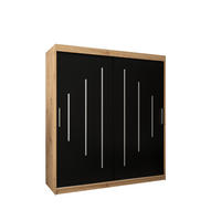 SCHWEBETÜRENSCHRANK 200/180/62 2-türig - Silberfarben/Schwarz, Holz/Kunststoff (180/200/62cm) - Abiks Möbel