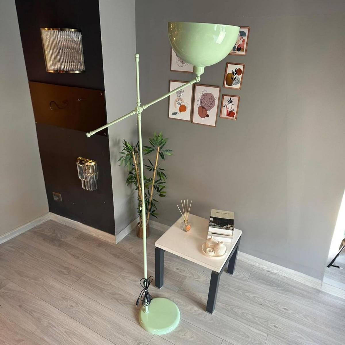 STEHLAMPE Stelan - Mintgrün, Metall (37/37/170cm) - Bamyum