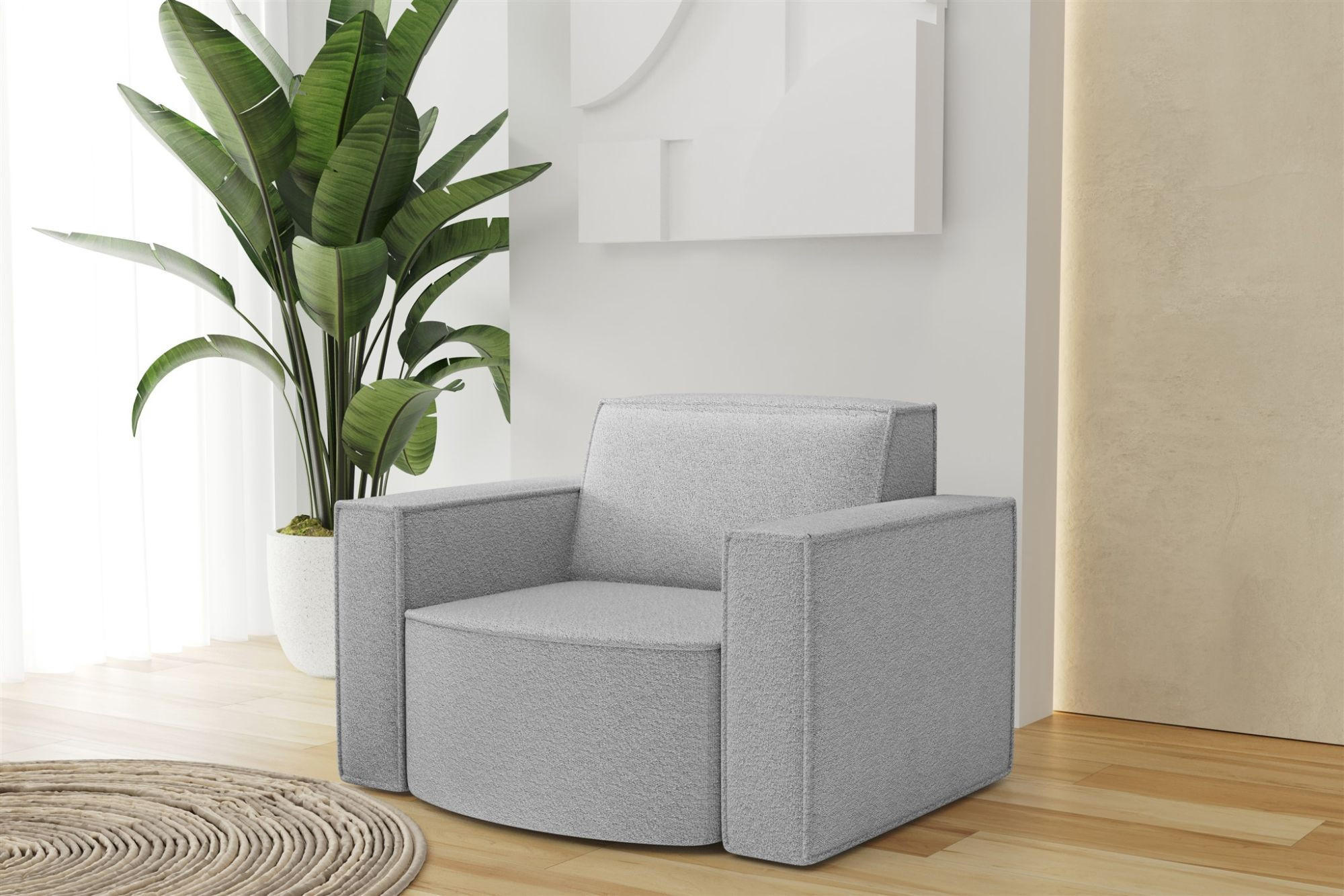 SESSEL Palma Ascot Bukla - Creme, Holzwerkstoff/Textil (98/74/89cm) - Fun Möbel