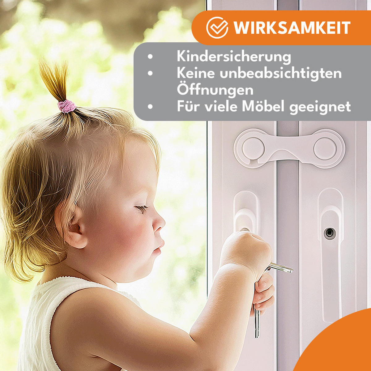 SCHUBLADENSICHERUNG Kindersicherung Schrank - Weiß, Kunststoff (2/8cm) - KRUMAD