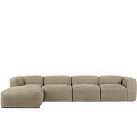 ECKMODULSOFA-LINKS BUFFO 6-Sitzer mit extrem weicher Sitzfläche, Gewebestoff, sandfarben - Sandfarben, Textil (377/180cm) - KONSIMO®