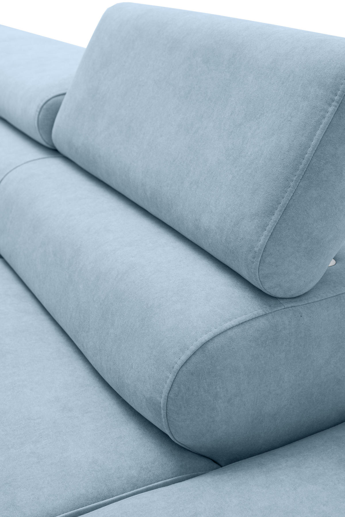 ECKSOFA PRIAM L Links mit Schlaffunktion 125x195 Velours Hellblau - Schwarz/Hellblau, Holz/Textil (203/275cm) - Muffo