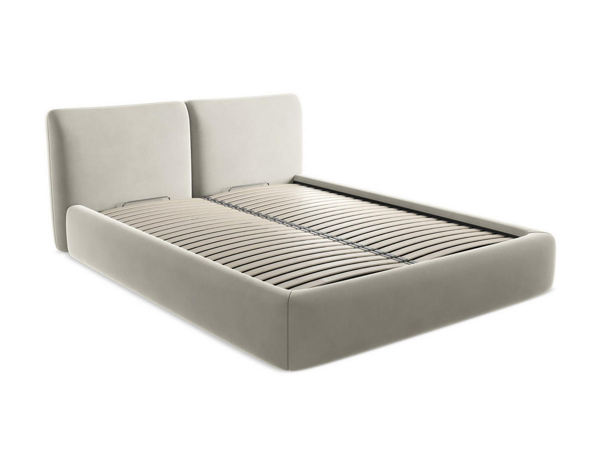 POLSTERBETT mit Bettkasten und Lattenrost 180x228 Creme - Perlmutt/Creme, Kunststoff/Textil (160/200cm) - Makamii