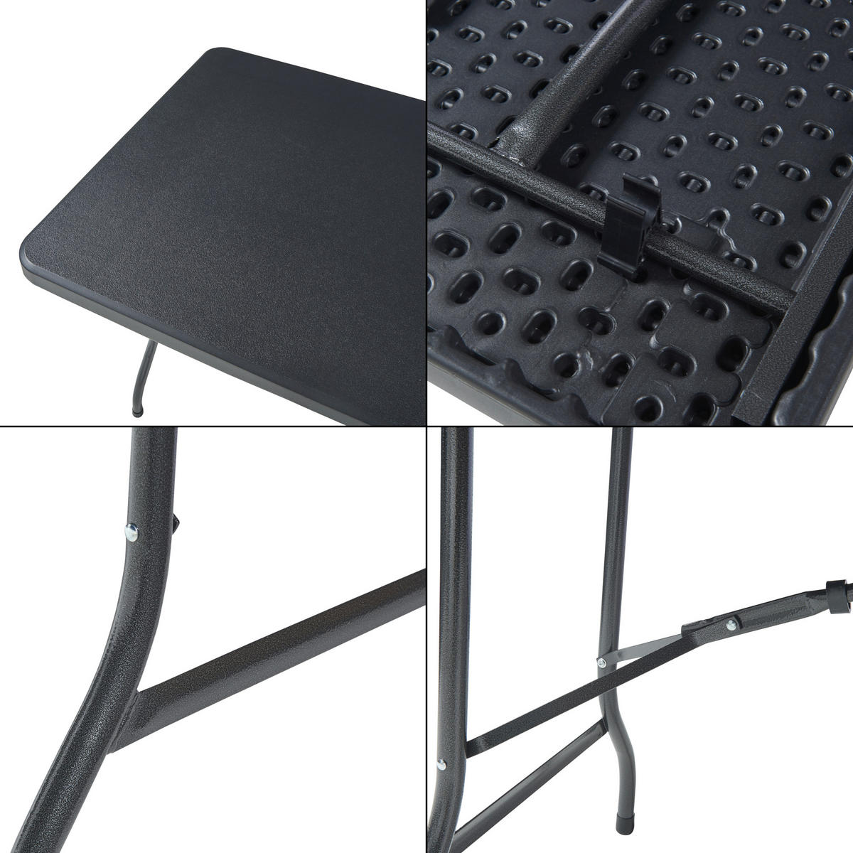 KLAPPTISCH Ljusnarsberg - Schwarz, Kunststoff/Metall (180/75/72cm) - [en.casa]