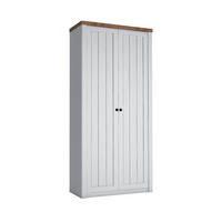 SCHRANK 2 Türen Léandre Weiß und Holz - Weiß, Holzwerkstoff (90.2/198.1/53.3cm) - Petits-meubles