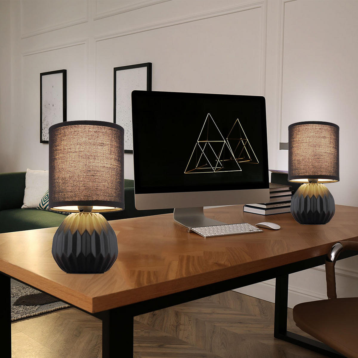 TISCHLEUCHTE Keramik Schwarz - Schwarz, Metall (12/12/23cm) - Globo Lighting