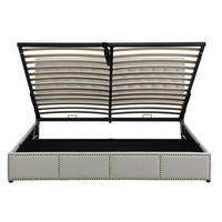 STAURAUMBETT 180/200 cm DE-00081, in Hellgrau, hydraulischem Lattenrost - Hellgrau, Metall (180/200cm) - ComfortXL