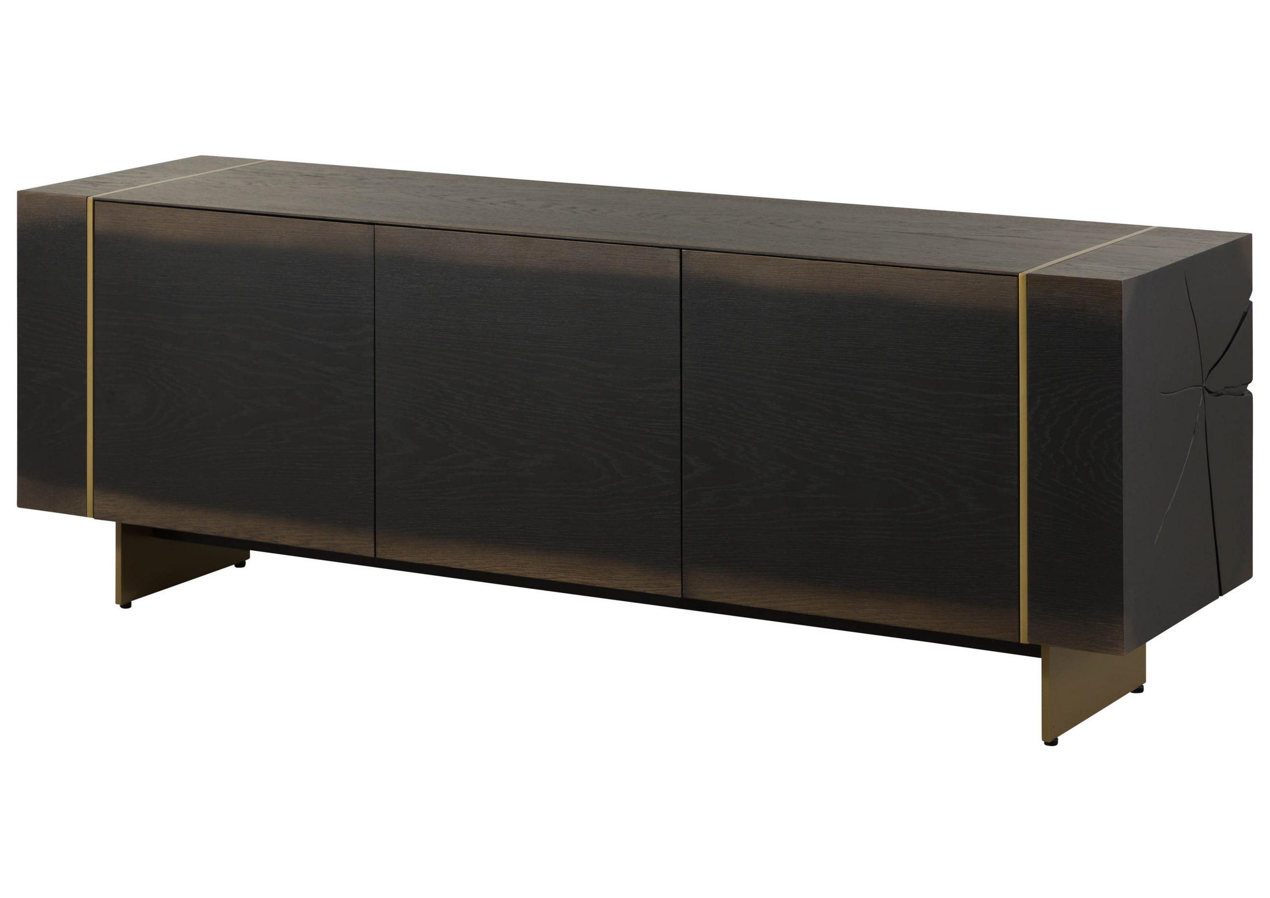LOWBOARD Eiche 180x50x65 dunkelbraun lackiert BEAMS #55 - Dunkelbraun, Holz (180/65/50cm) - Massivmoebel24