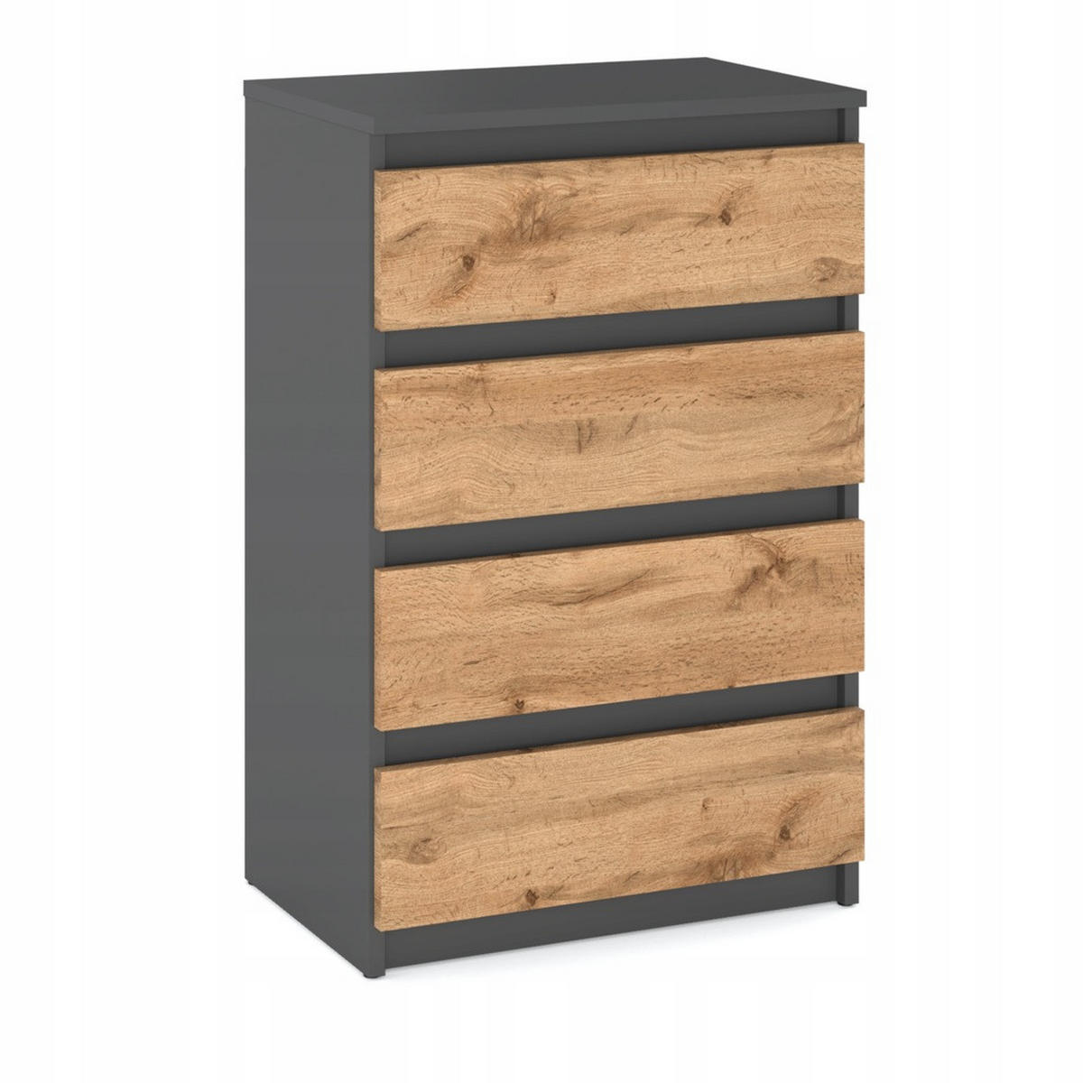 KOMMODE mit Schubladen – Grau/Eiche Wotan - Dunkelgrau/Eiche Wotan, Holz (60/92.5/33.5cm) - Stiv Meble