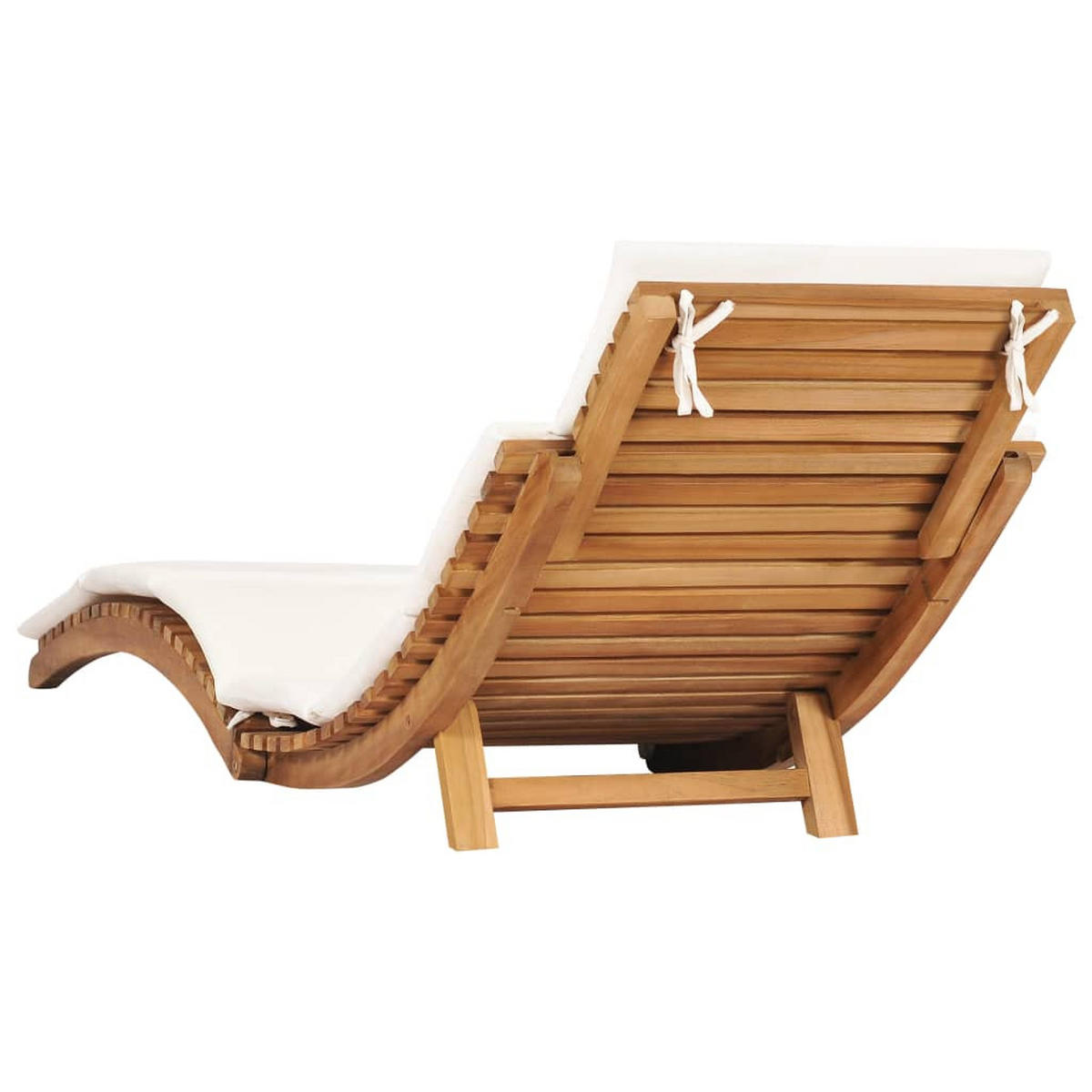 KLAPPBARE Sonnenliege mit Cremeweißer Auflage Massivholz Teak - Weiß, Holz (50/55/175cm) - furnicato