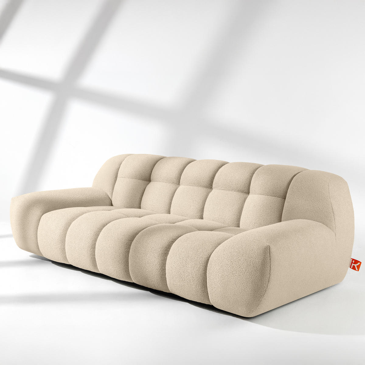 EINZELSOFA VENA Bouclé, Hellbeige - Beige, Holz/Textil (225/72/105cm) - KONSIMO®