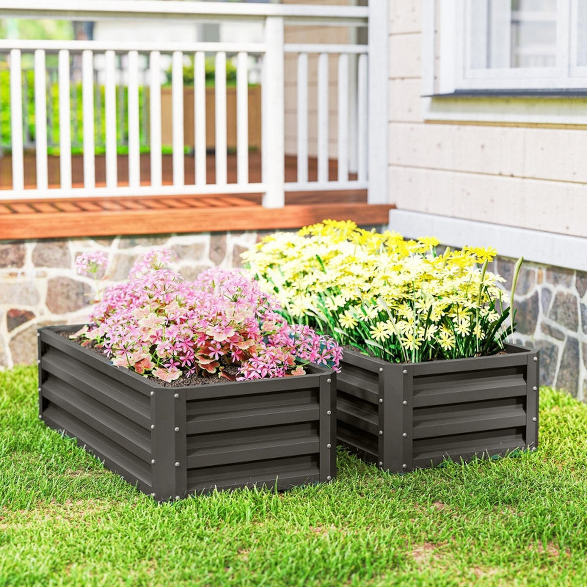 HOCHBEET Metall 2er Set 110x50x30 cm offen dunkelgrau - Dunkelgrau, Metall (110/30/50cm) - Fortuna Lai