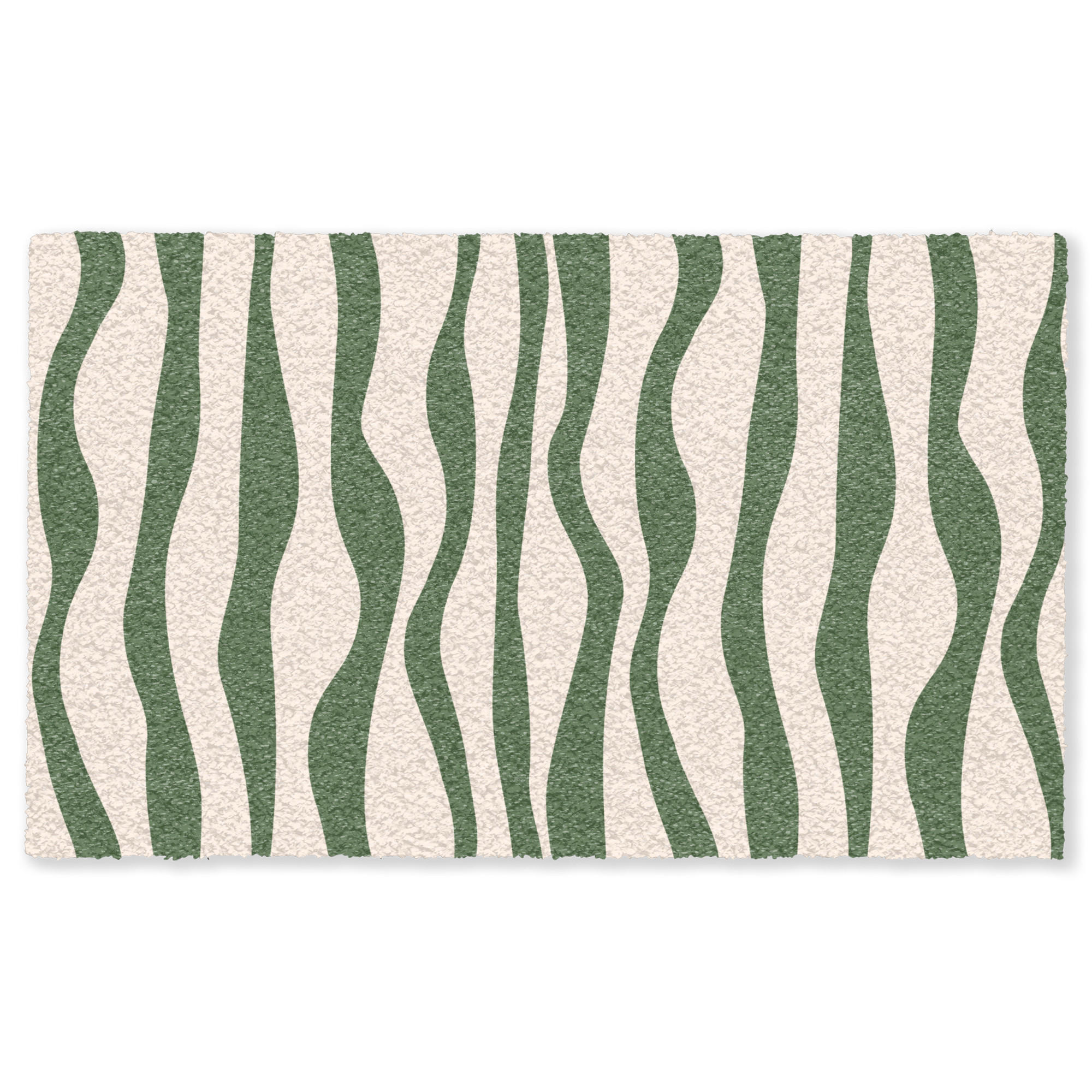 FUSSMATTE Wellenlinien - Beige - Grün - Streifen - Abstrakt Fußabtreter 150x90 cm - Dunkelgrün, Kunststoff (150/90cm) - MuchoWow