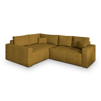 ECKSOFA ERONIS L-S Gelb Kordstoff mit Schlaffunktion - Gelb, Holz (265/194cm) - MASSENO