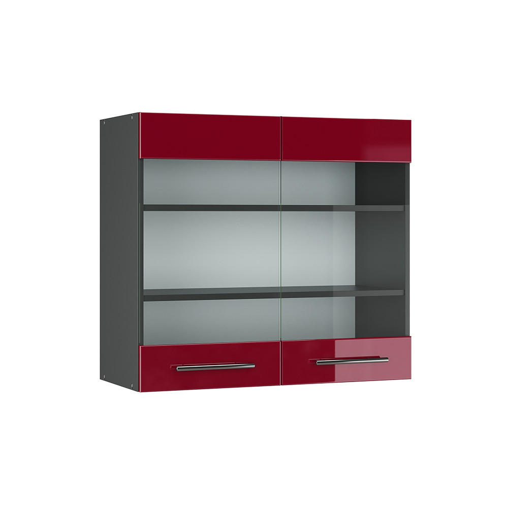 KÜCHENGLASSCHRANK Fame-Line Bordeaux Hochglanz 80 cm - Bordeaux/Anthrazit, Holzwerkstoff (80/72/34.1cm) - Vicco