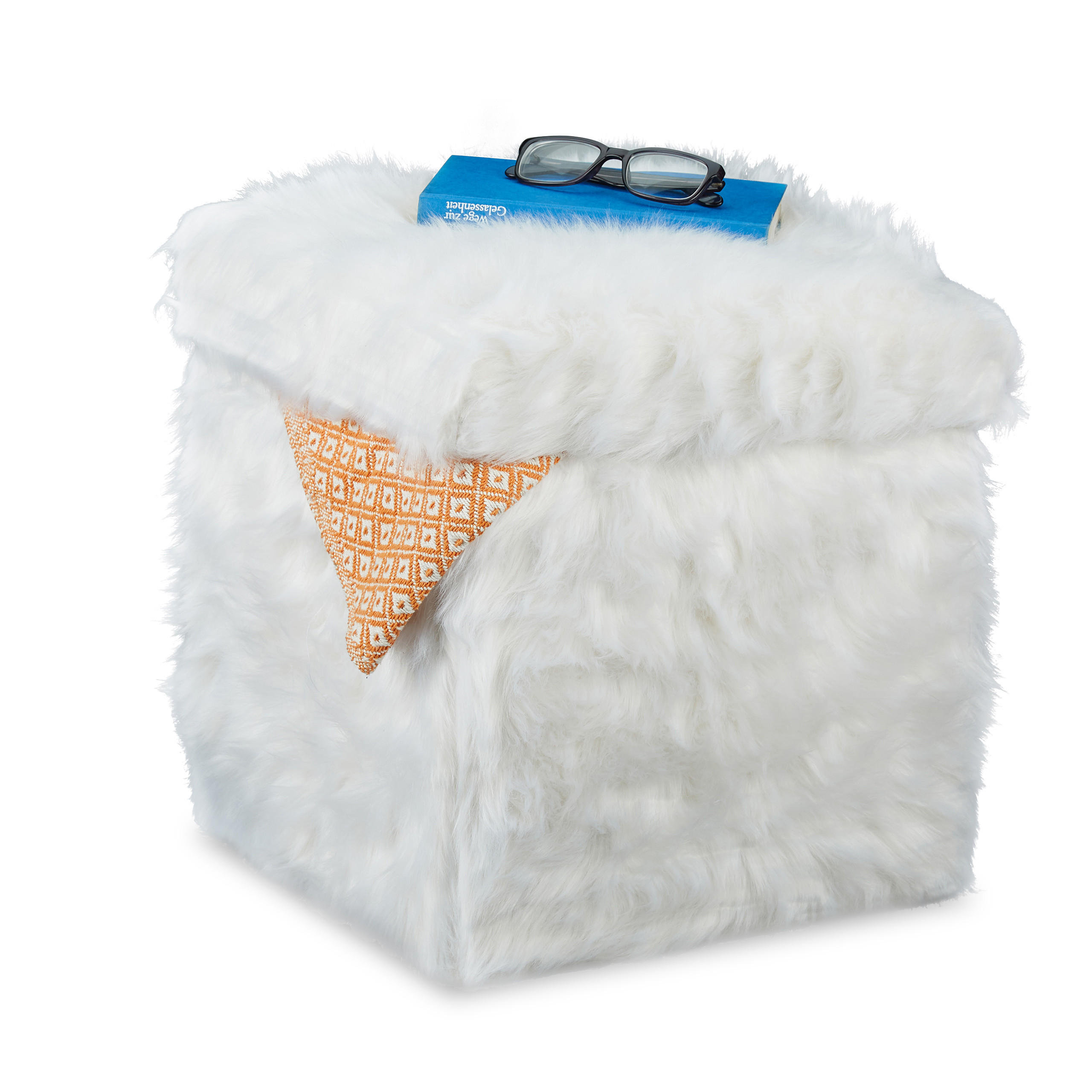 SITZWÜRFEL - Weiß, Holzwerkstoff/Kunststoff (38/39/38cm) - Relaxdays