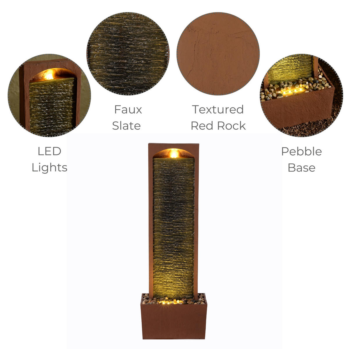 GARTENBRUNNEN 97 cm - Rot, Kunststoff (22/34.01/97.99cm) - Teamson Home