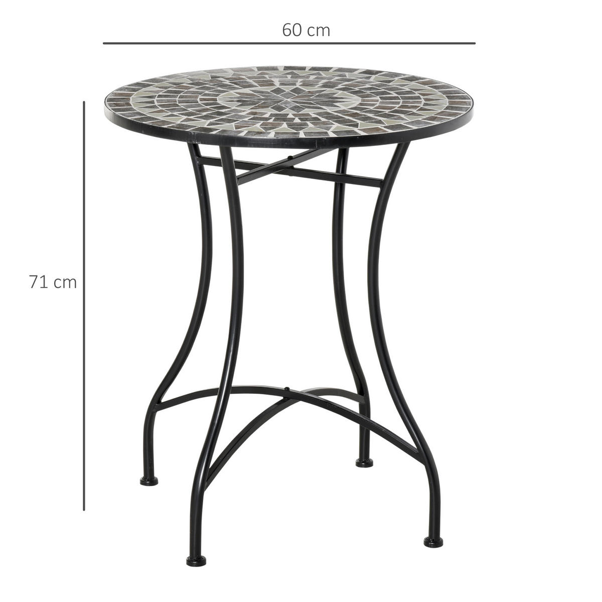 GARTENTISCH,GRAU, Schwarz,1 Stück - Grau, Metall (60/60/71cm) - GiPP
