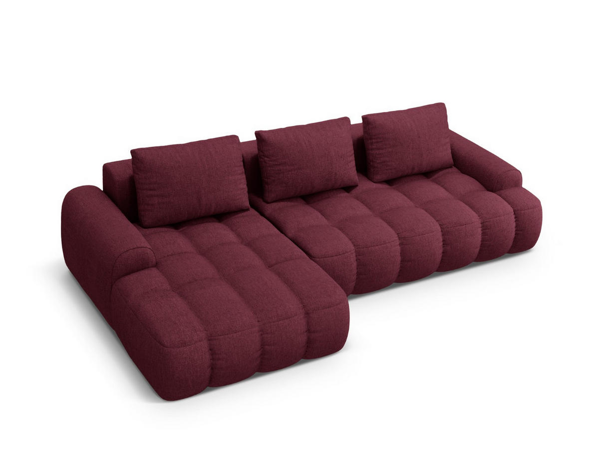 AUSKLAPPBARES-ECKSOFA links mit Container Linz aus strukturiertem Stoff burgundfarben 3 Sitzplätze - Bordeaux, Textil (142/275cm) - Cosmopolitan Design