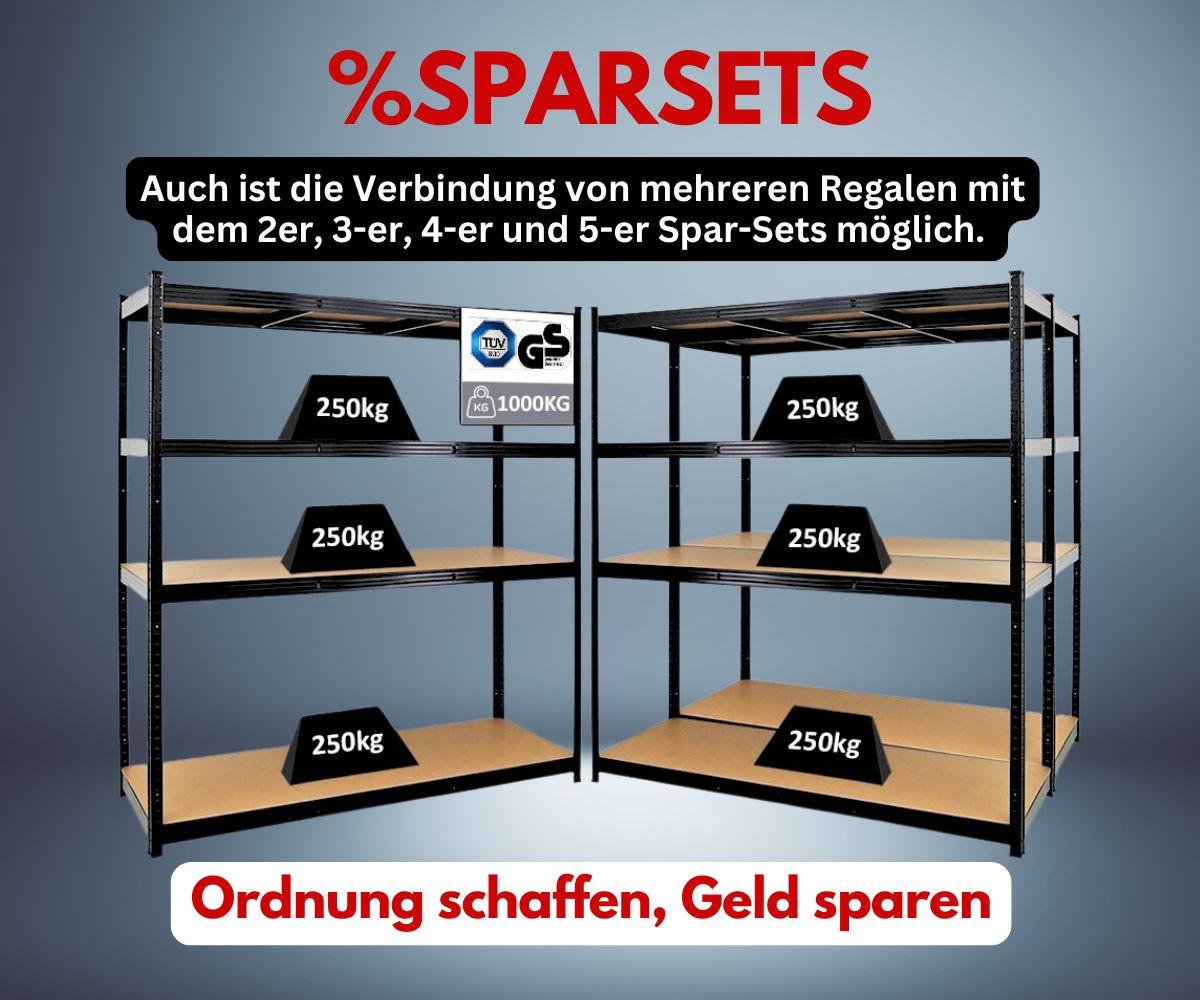 SCHWERLASTREGAL Taurus XL 180x160x60 cm Fachlast 250 kg Schwarz - Schwarz, Metall (160/180/60cm) - PROREGAL