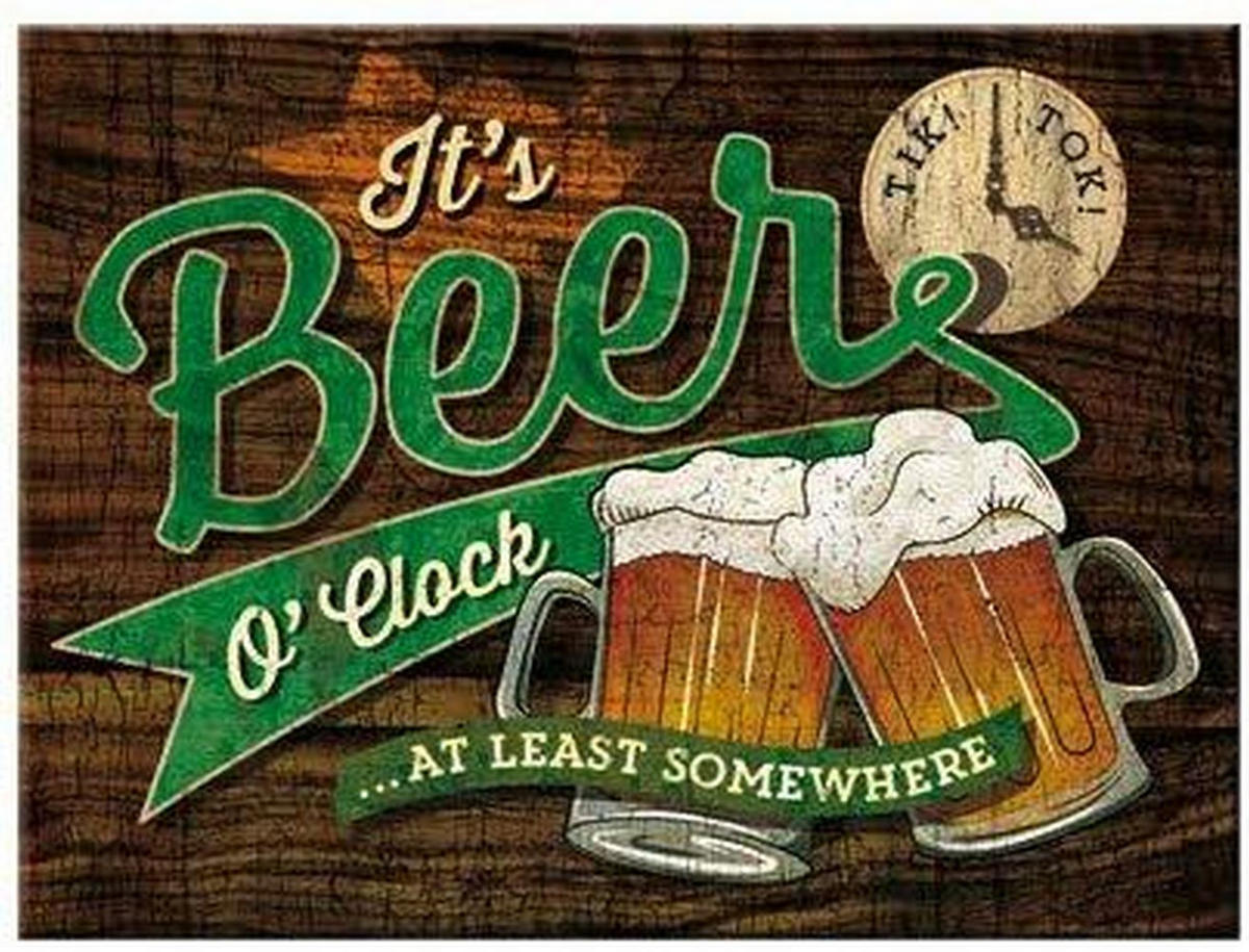 MAGNET 6/8 cm Open Bar Beer O'Clock - Multicolor, Metall (8/6/0.1cm) - Nostalgic-Art