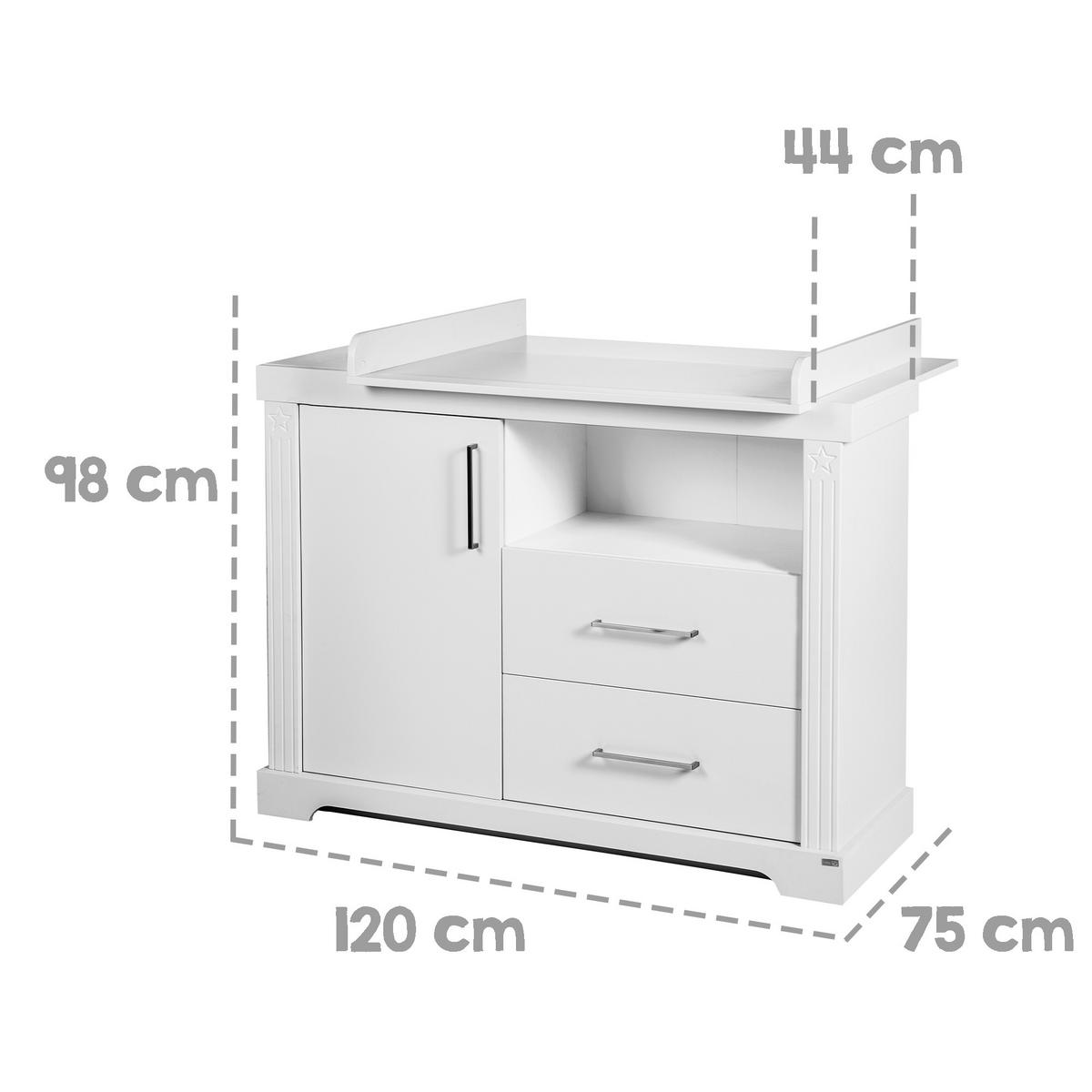 WICKELKOMMODE Maxi - Weiß, Holzwerkstoff/Metall (120/98/75cm) - Roba