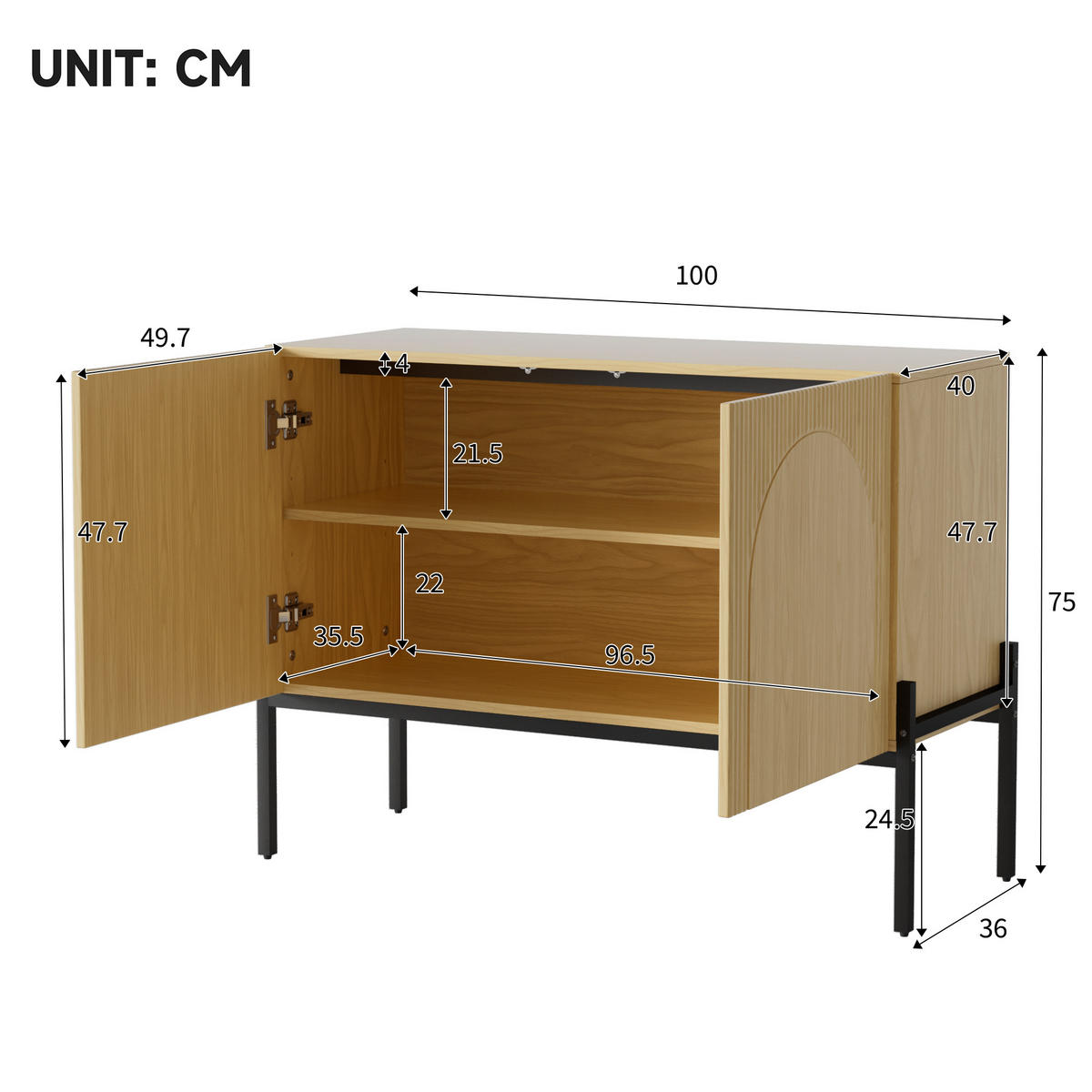 KOMODA 100x40x75 cm Prirodna 2 vrata - prirodne boje, drvni materijal (100/75/40cm) - FLIEKS