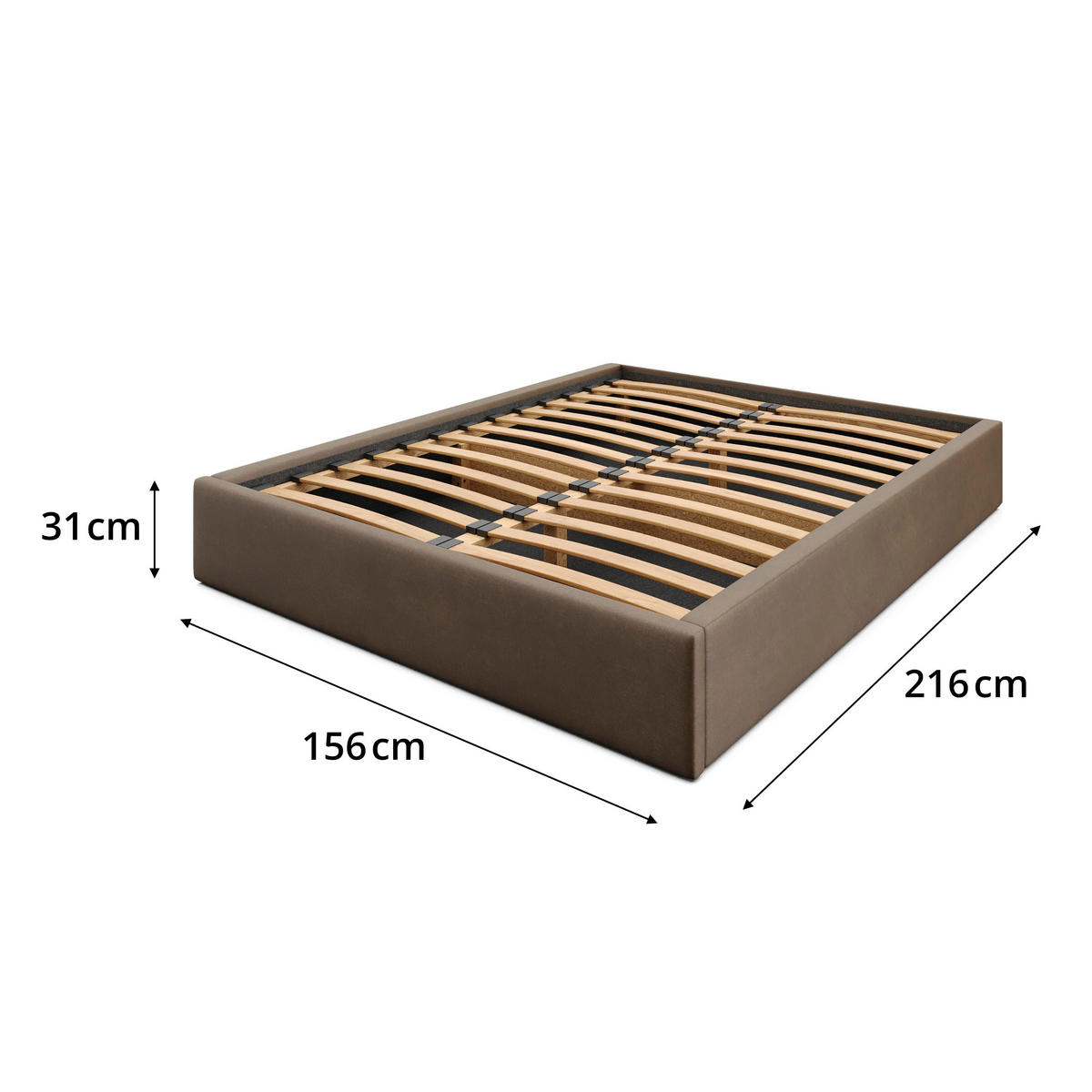 POLSTERBETT 140x200cm Bett mit Stauraum Lattenrost Braun - Braun, Holz/Holzwerkstoff (140/200cm) - Muralo