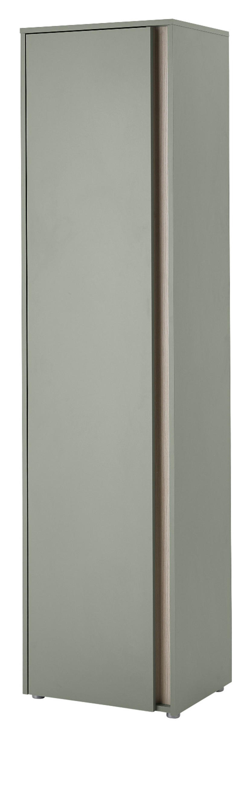 SCHUHSCHRANK in Salbei Grün und Eiche, großer Flurschrank 50 x 200 cm, variabel bis 10 Fächer - Salbeigrün/Eichefarben, Holz/Holzwerkstoff (50/200/40cm) - Furn.Design