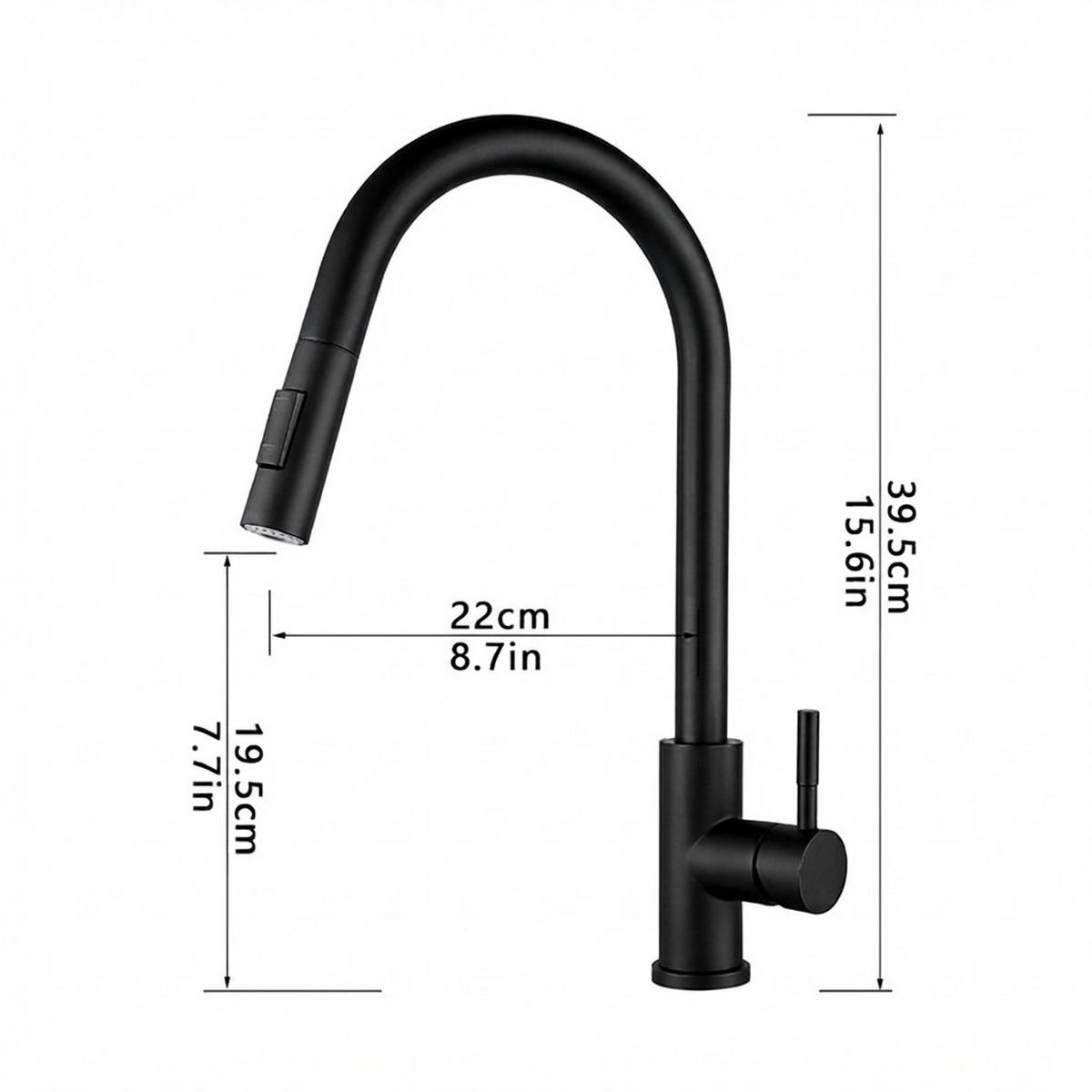 KÜCHENARMATUR, 39,5 x 22 cm, schwarz - Schwarz, Metall (45/8/25cm) - Vallsero