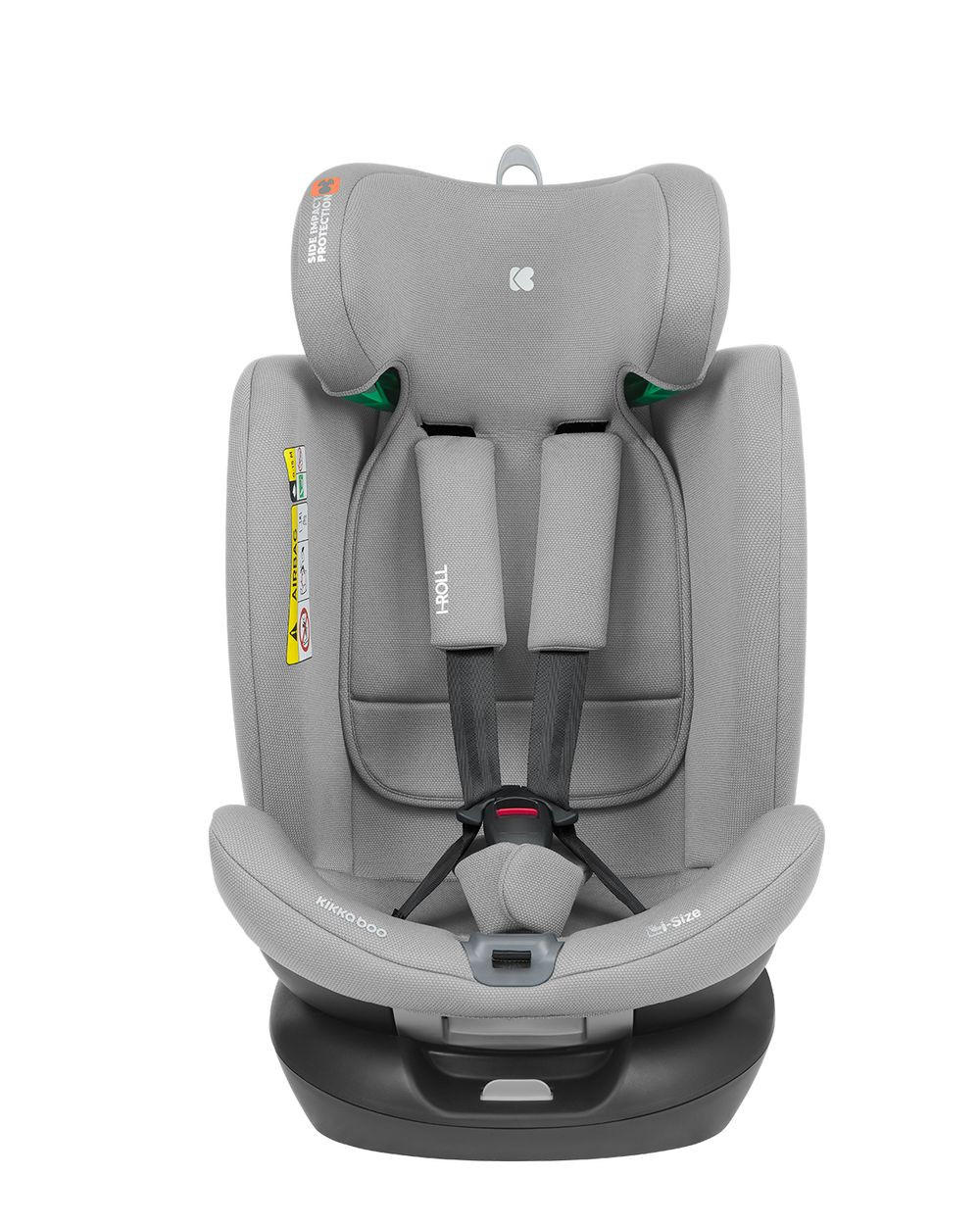 KINDERSITZ i-Roll i-Size hellgrau (40-150cm) Isofix 360-Grad-Drehung Kopfstütze - Grau, Textil (43/56/52cm) - Kikka boo