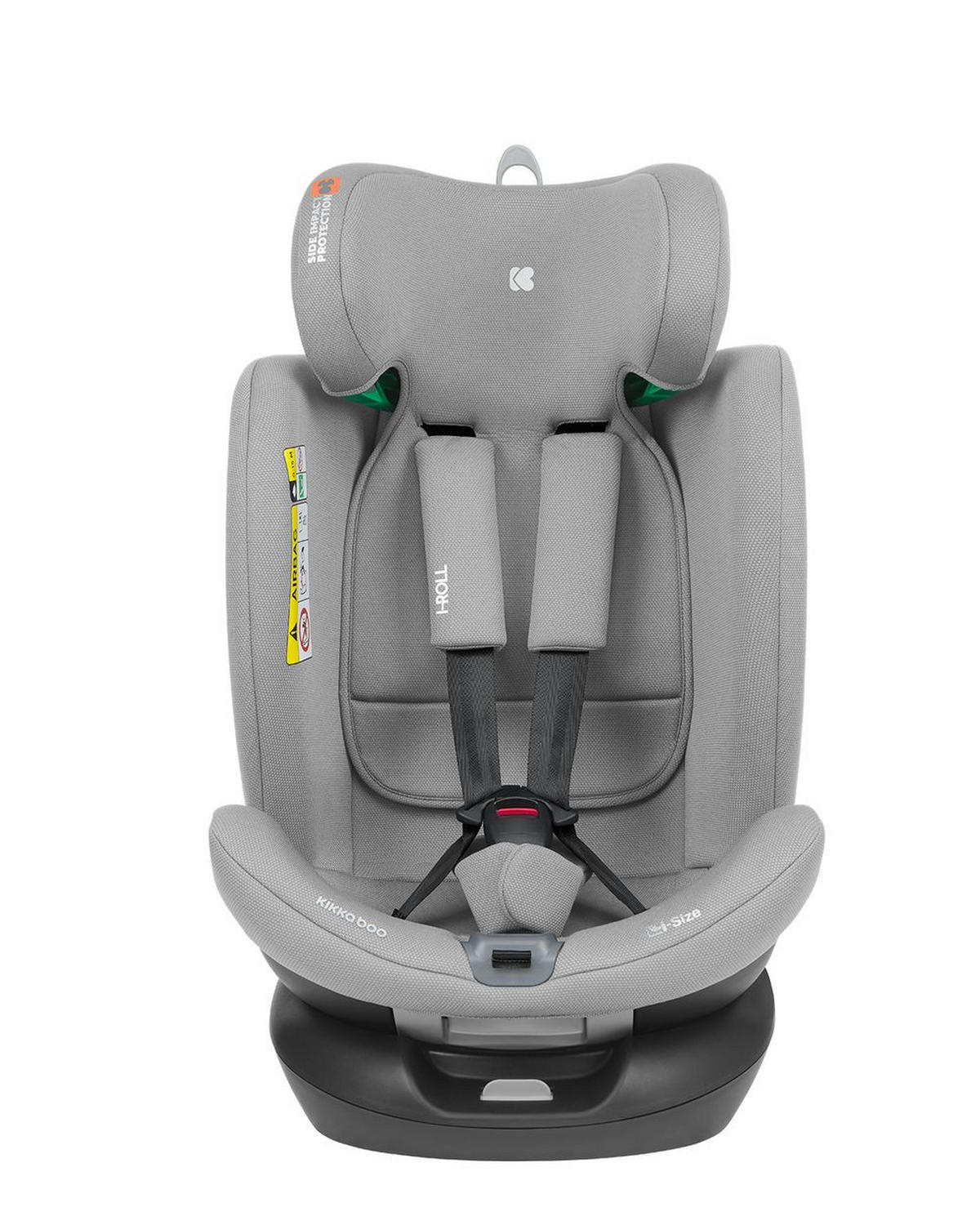 KINDERSITZ i-Roll i-Size hellgrau (40-150cm) Isofix 360-Grad-Drehung Kopfstütze - Grau, Textil (43/56/52cm) - Kikka boo