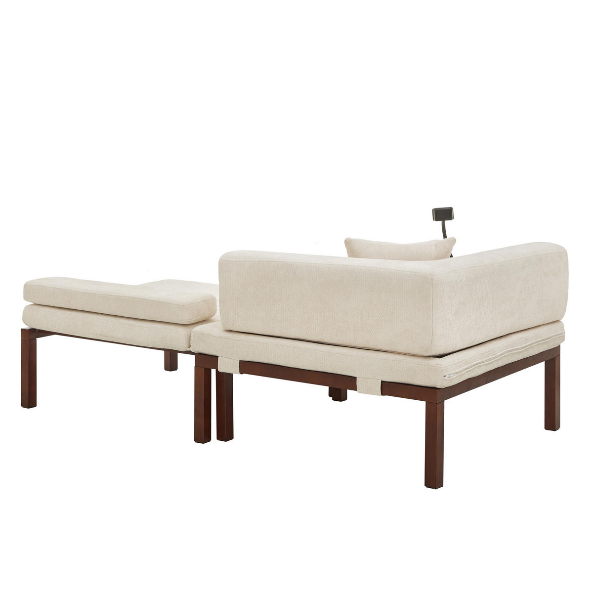 SCHLAFSOFA mit ausziehbarer Einzelliege und klappbarer Funktion, platzsparendes Design, Beige - Beige, Textil (176/64/81cm) - Redom