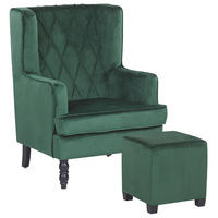SESSEL Samtstoff grün plus Hocker Sandset - Grün, Textil (72/103/75cm) - Beliani