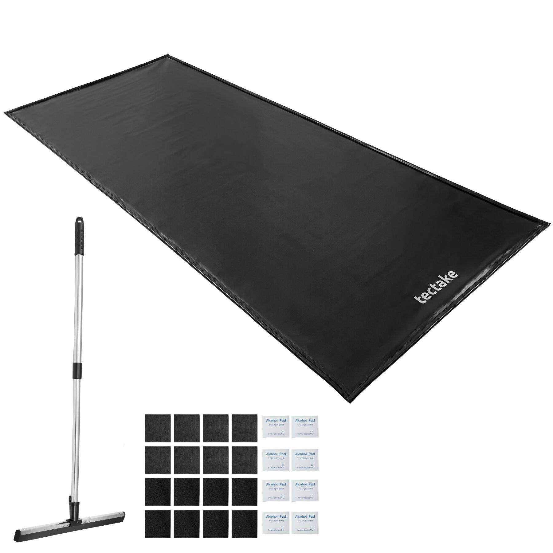 GARAGENBODENMATTE , inklusive ausziehbarem Abzieher, schwarz - Schwarz, Kunststoff (240/500cm) - tectake