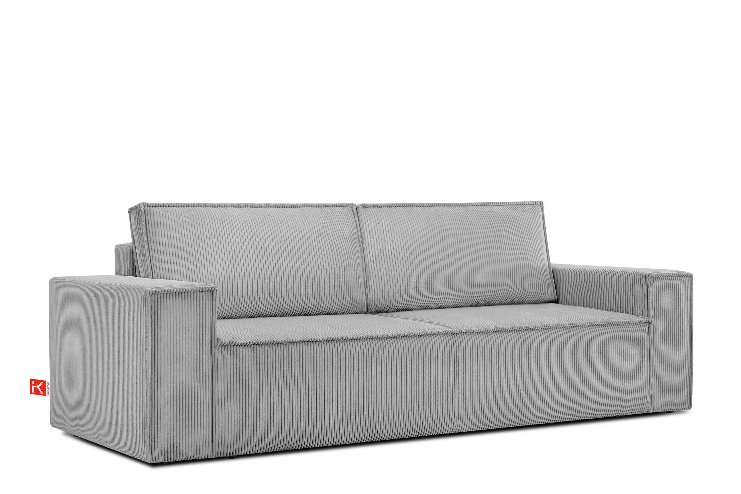 3-SITZER-SCHLAFSOFA NAPI in Pet Friendly Cord-Stoff, hellgrau - Hellgrau/Schwarz, Textil (244/89/101cm) - KONSIMO®