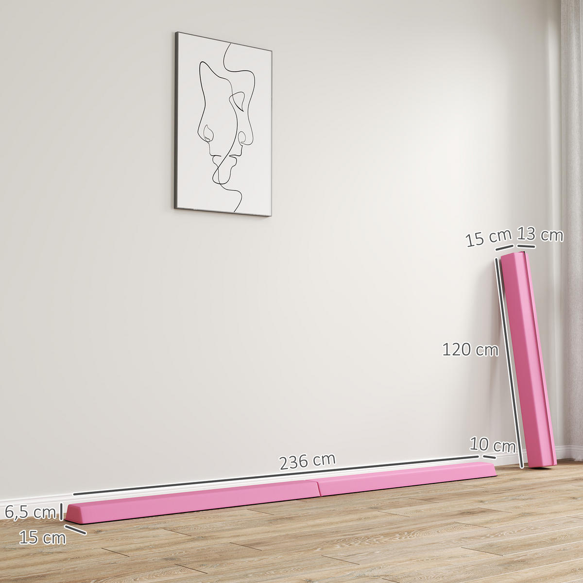 SCHWEBEBALKEN Karina Rot faltbar 2.4 m - Rot, Kunststoff (236/15/6.5cm) - Jamb
