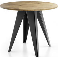 ESSTISCH Glory runder ausziehbarer, Lancelot Eiche 90-130/100/76 cm - Eichefarben/Schwarz, Holzwerkstoff/Metall (90/90/76cm) - WFL GROUP