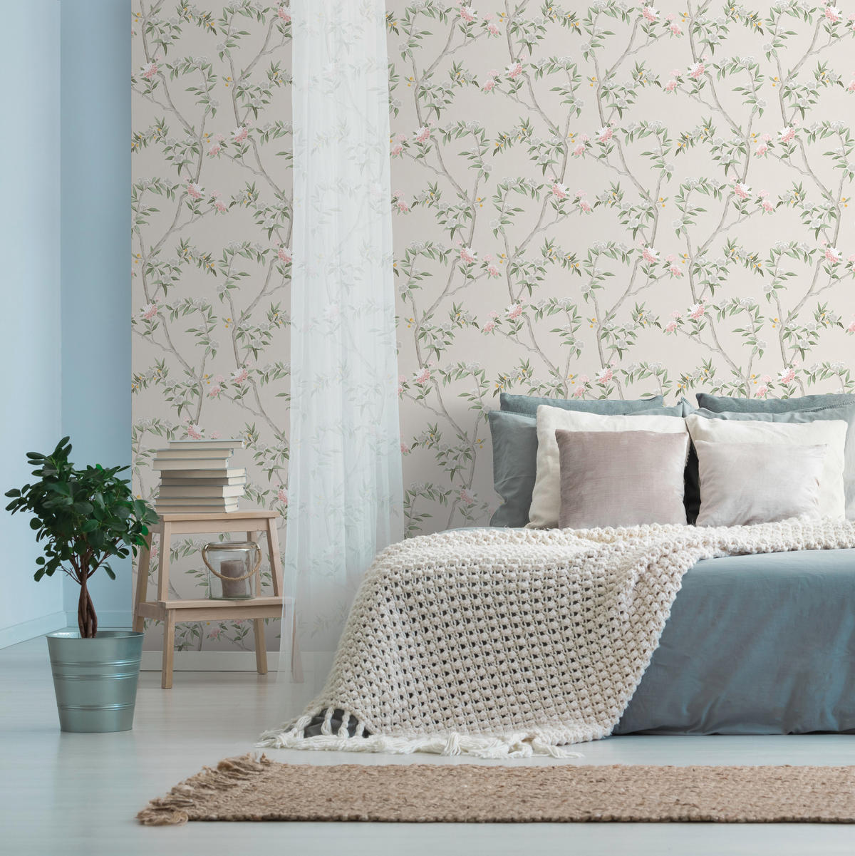 TAPETE Blumen 53 cm x 10 m - Beige, Papier (53/1000cm) - Sanders & Sanders