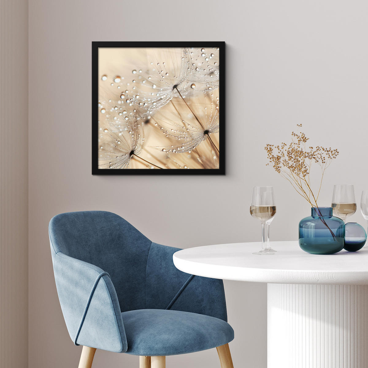 POSTER MIT RAHMEN Löwenzahn - Abstrakt - Natur - Beige 40x40 cm - Braun, Papier (40/40cm) - MuchoWow