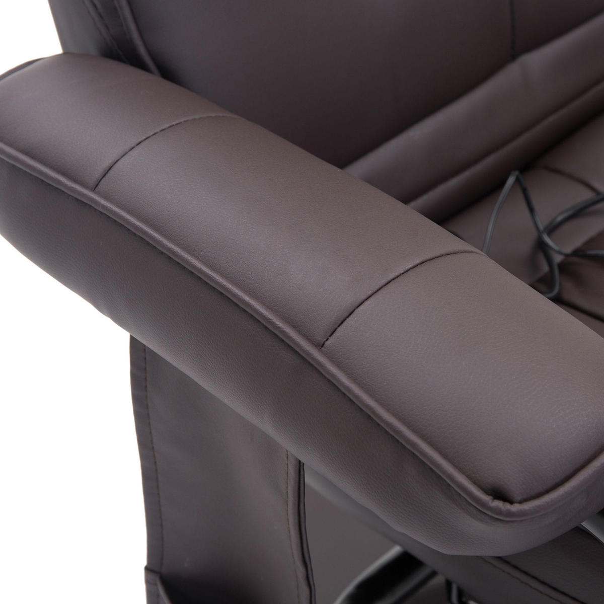 MASSAGESESSEL mit Hocker Kunstlederbezug 360° drehbar, Liegefunktion 84/77/95 cm Braun - Braun, Metall (77/95/84cm) - Redom
