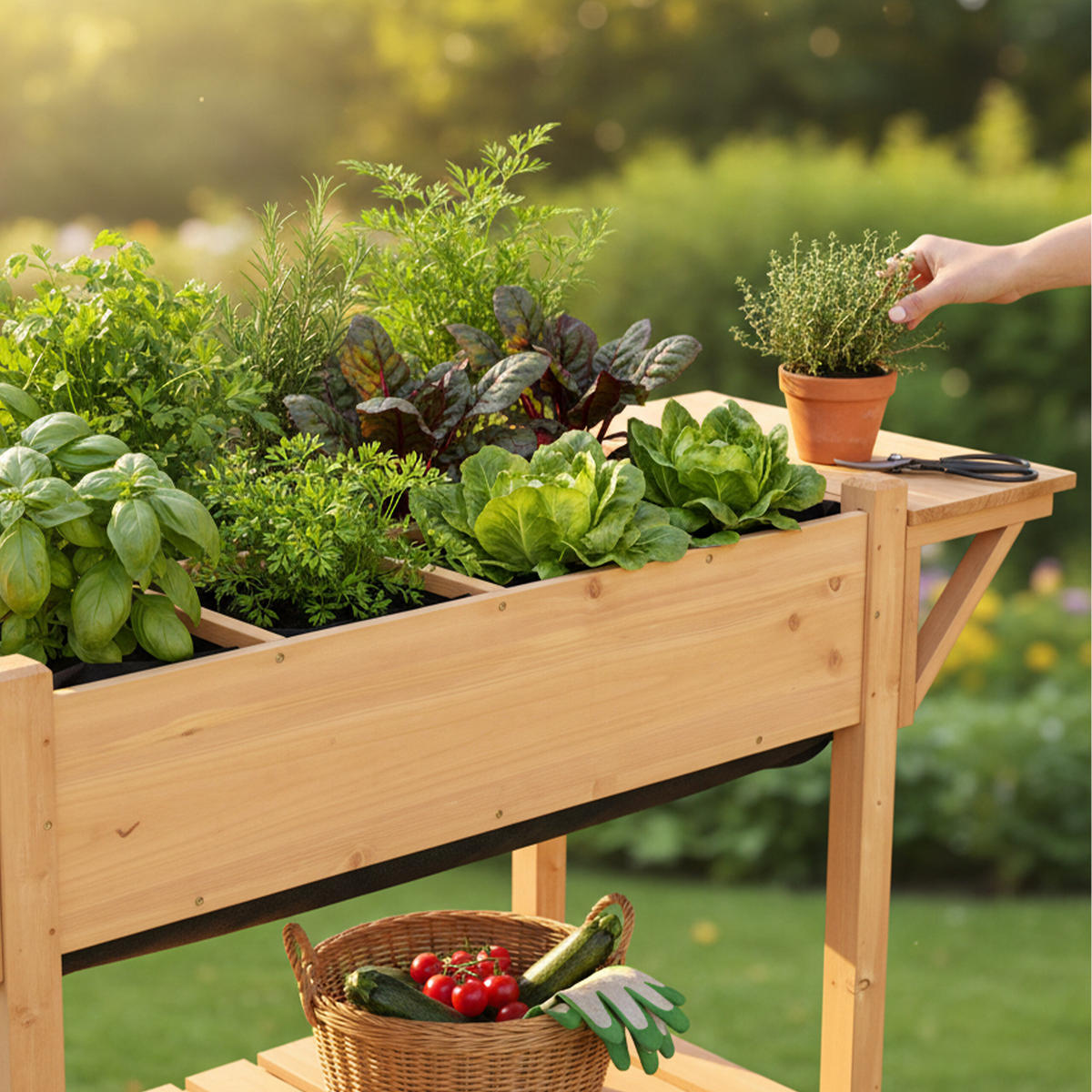 HOCHBEET - Orange, Holz/Textil (128/81/56cm) - Relaxdays