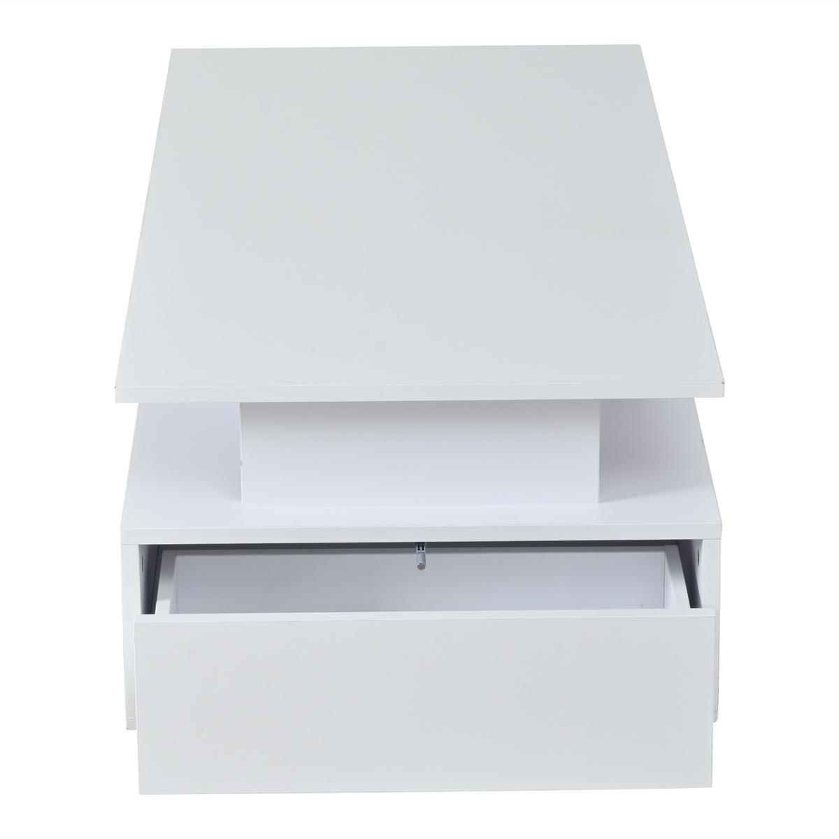 COUCHTISCH 100/50/36 cm Weiß aus Spanplatte mit LED-Beleuchtung und 2 Schubladen - Weiß, Holzwerkstoff (100/50/36cm) - OKWISH