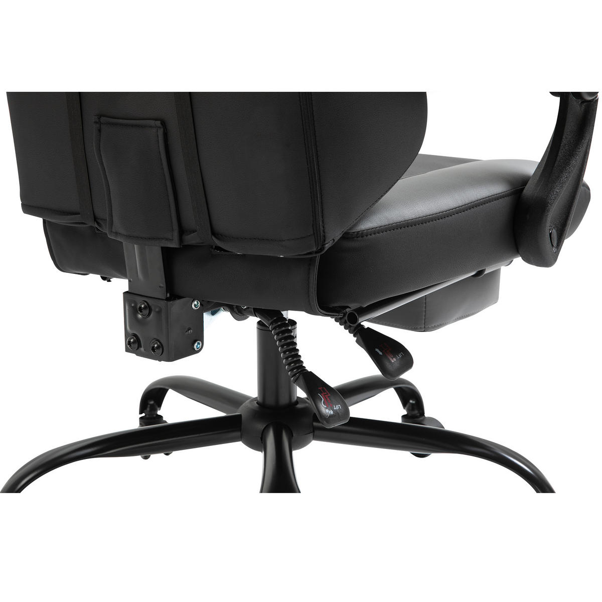 ERGONOMISCHER, Gaming Stuhl, Schwarz - Schwarz, Leder (52/128/62cm) - Vinsetto