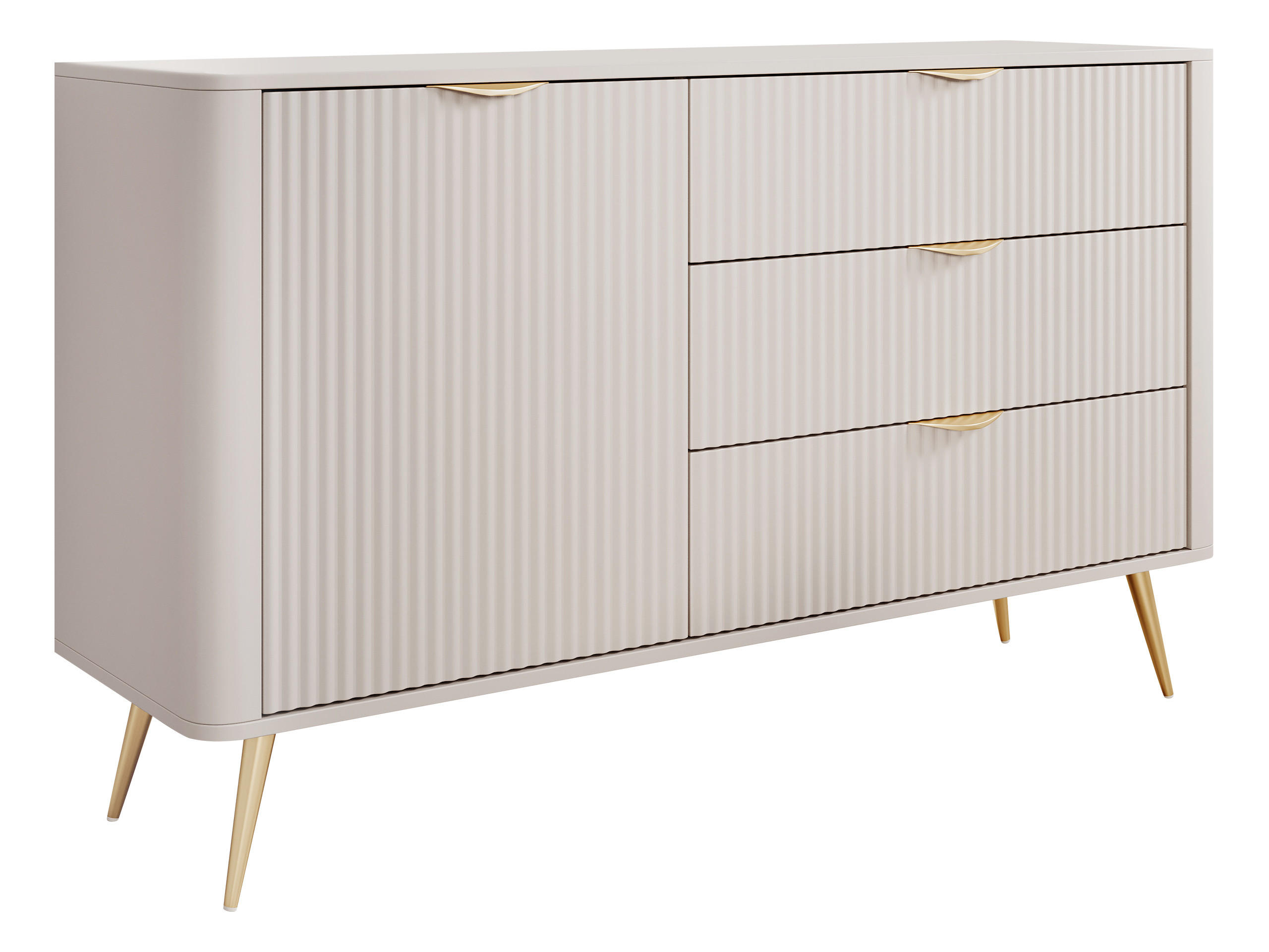 SIDEBOARD Lante 1D3S - Beige/Goldfarben, Holzwerkstoff/Metall (139/82/38cm) - MIRJAN24