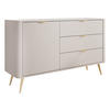 SIDEBOARD Lante 1D3S - Beige/Goldfarben, Holzwerkstoff/Metall (139/82/38cm) - MIRJAN24